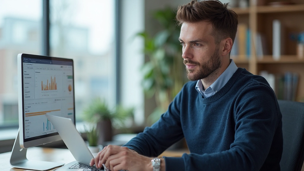 Laptop scherm toont website analytics dashboard met conversie metriek