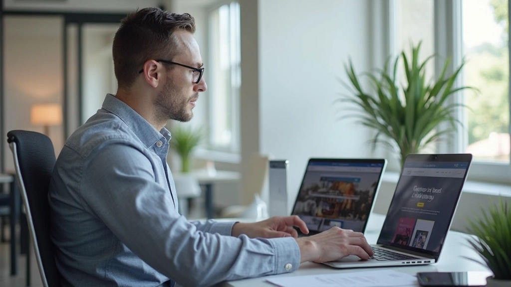 Twee laptop schermen naast elkaar tonen verschillende varianten van dezelfde website interface